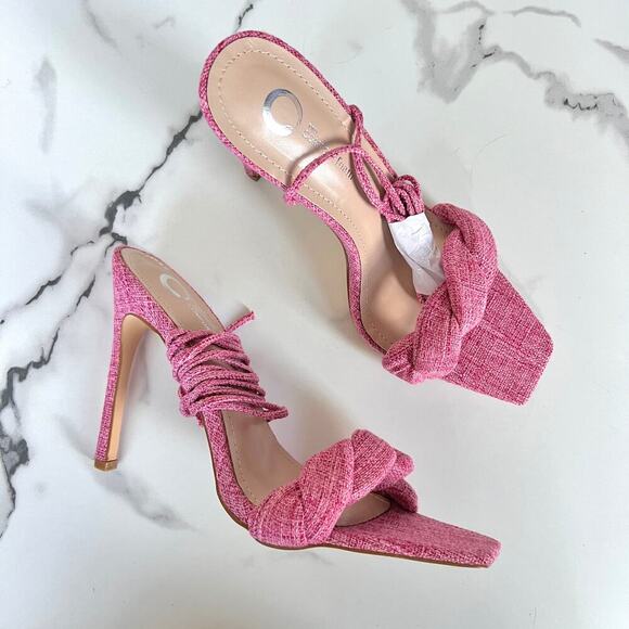 NEW Journee Collection Edelie Tru Comfort Open Toe Pink Sandal Heels Size 8.5 - Picture 1 of 8